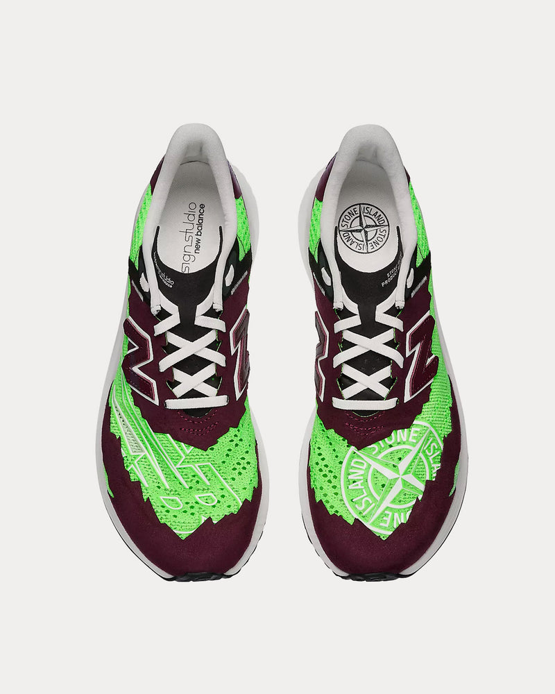 New Balance x Stone Island Tokyo Design Studio FuelCell RC Elitev2 Nb Burgundy with Energy Lime Running Shoes - 2