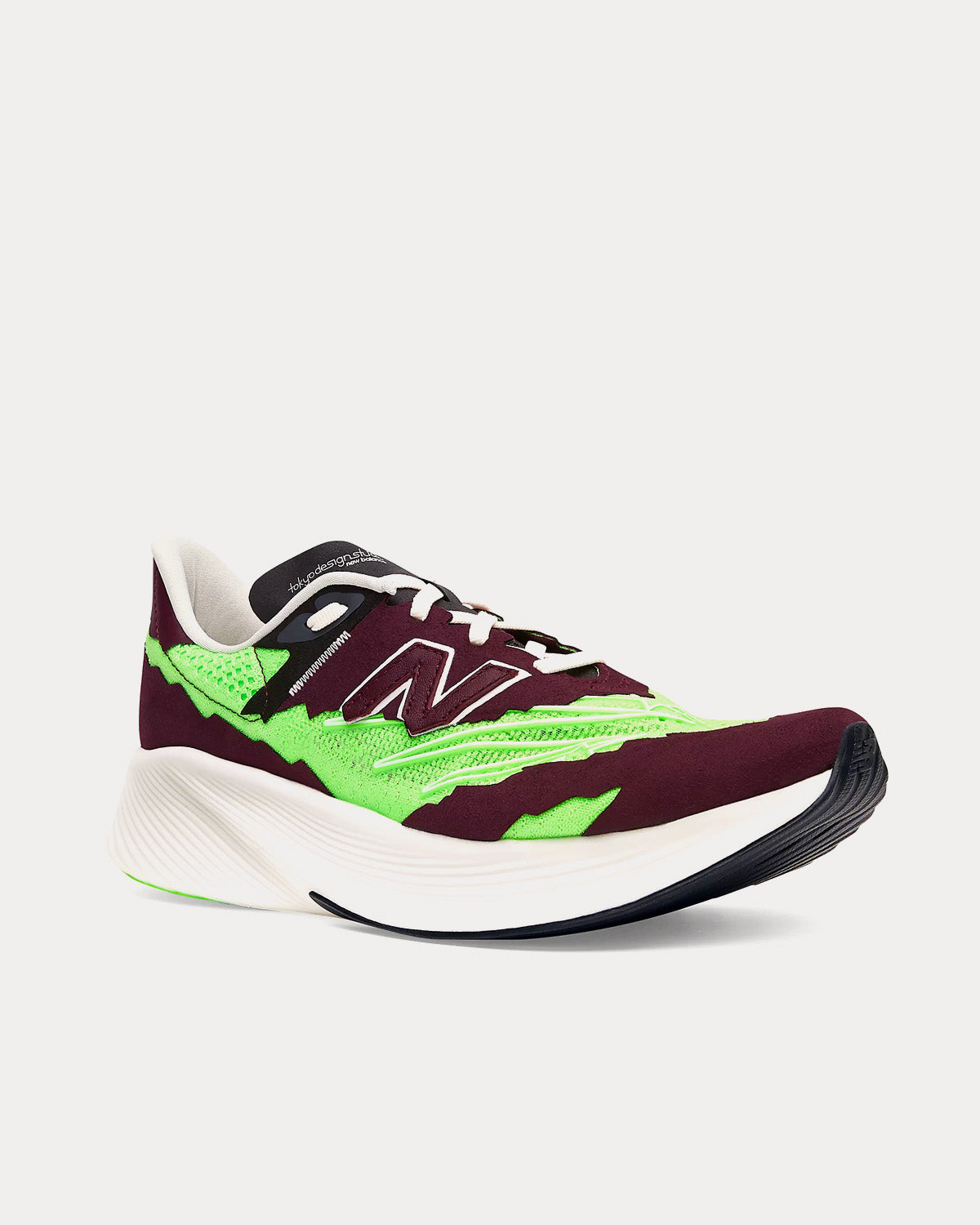 New Balance x Stone Island Tokyo Design Studio FuelCell RC Elitev2 Nb Burgundy with Energy Lime Running Shoes - 3