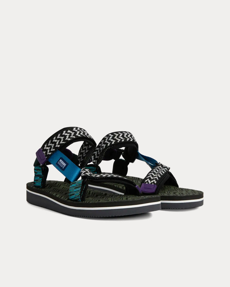 Suicoke x Missoni Depa Black / Purple / Green Sandals - 2