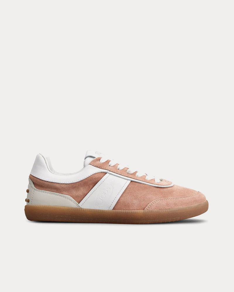 Tod's Tabs Smooth Leather & Suede White / Pink Low Top Sneakers - 1