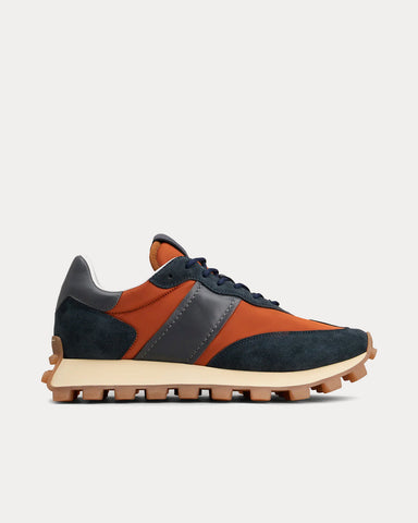 Tod's 1T Suede & Fabric Orange / Blue Low Top Sneakers