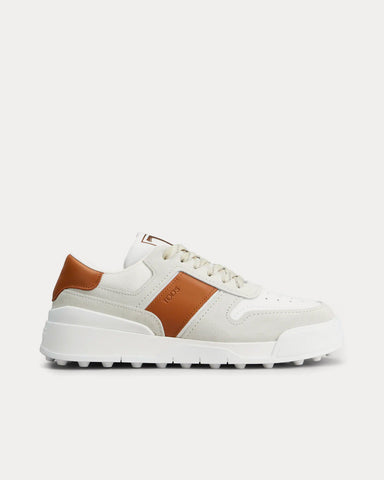 Tod's Logo Stamped Side Leather White / Brown Low Top Sneakers