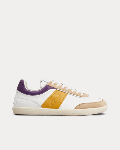 Tod's Tabs Smooth Leather & Suede White / Yellow / Violet Low Top Sneakers