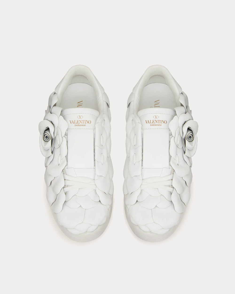 Valentino Garavani Atelier Petal Effect White Low Top Sneakers - 3