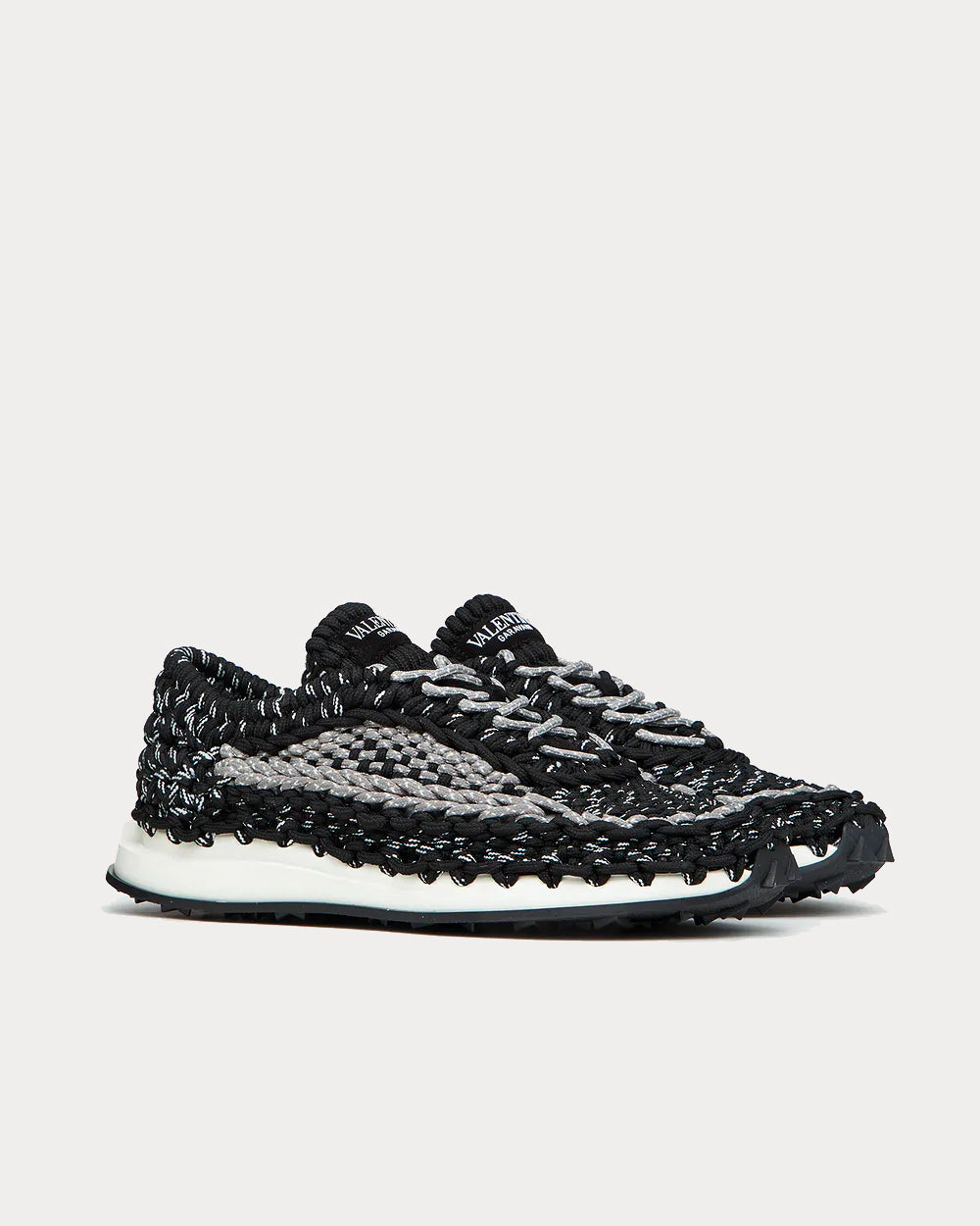 Valentino Garavani Crochet Fabric Black Low Top Sneakers - 2