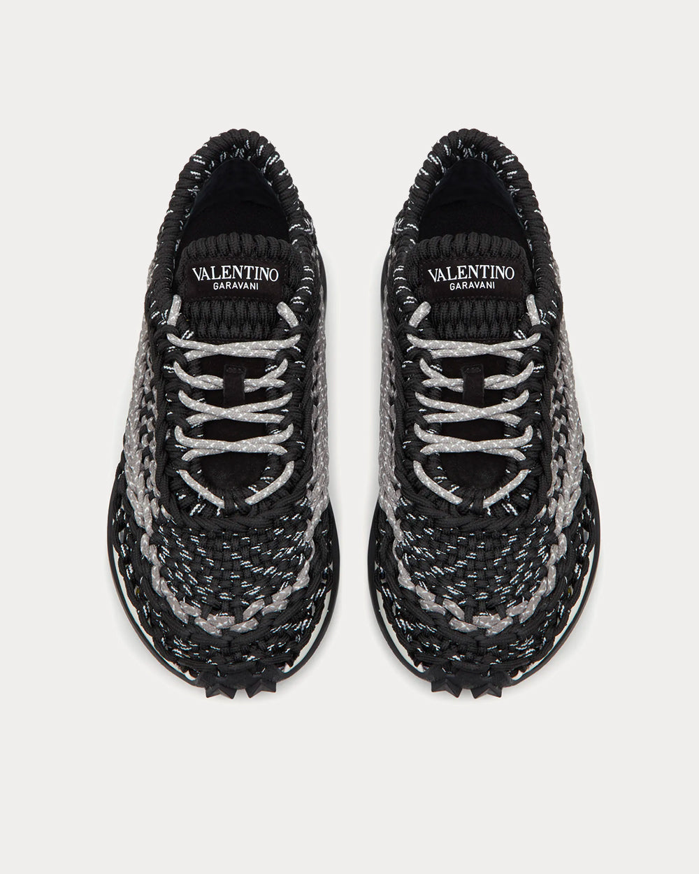 Valentino Garavani Crochet Fabric Black Low Top Sneakers - 3