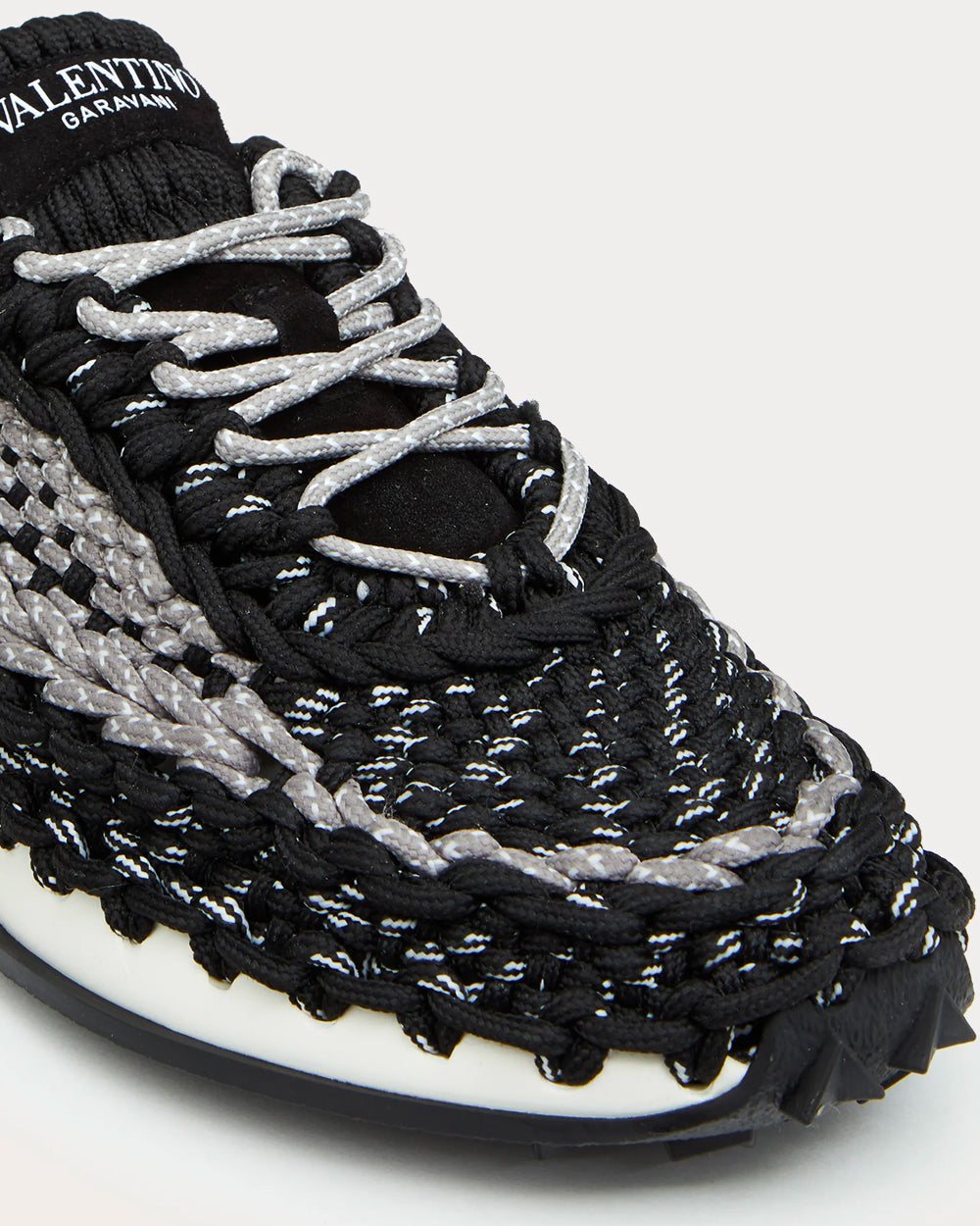 Valentino Garavani Crochet Fabric Black Low Top Sneakers - 5