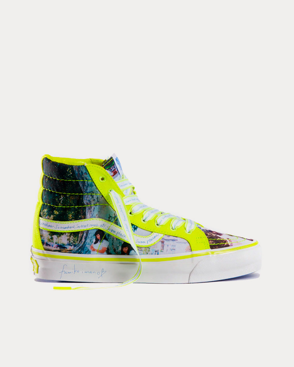 Vans x Fumiko Imano UA OG SK8-Hi LX True White / Safety Yellow High Top Sneakers - 1