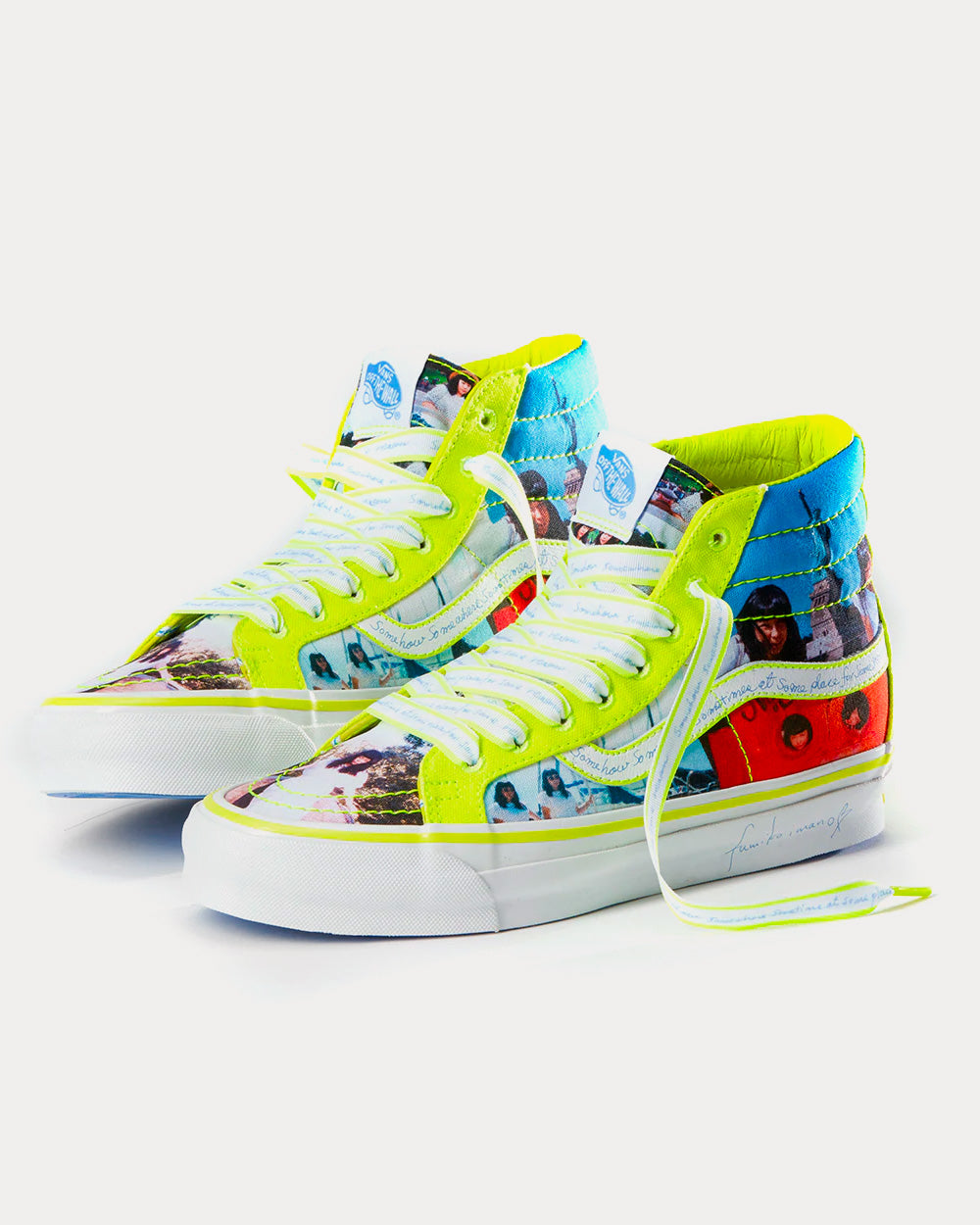 Vans x Fumiko Imano UA OG SK8-Hi LX True White / Safety Yellow High Top Sneakers - 2