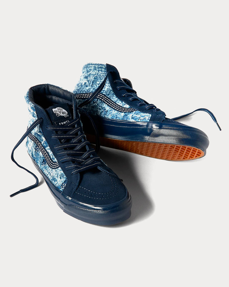 Vans x FDMTL UA OG SK8-HI LX Distressed Indigo High Top Sneakers