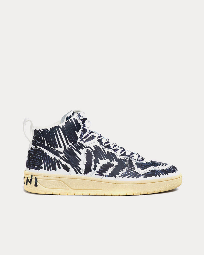 Veja x Marni V-15 Black / White High Top Sneakers - 1