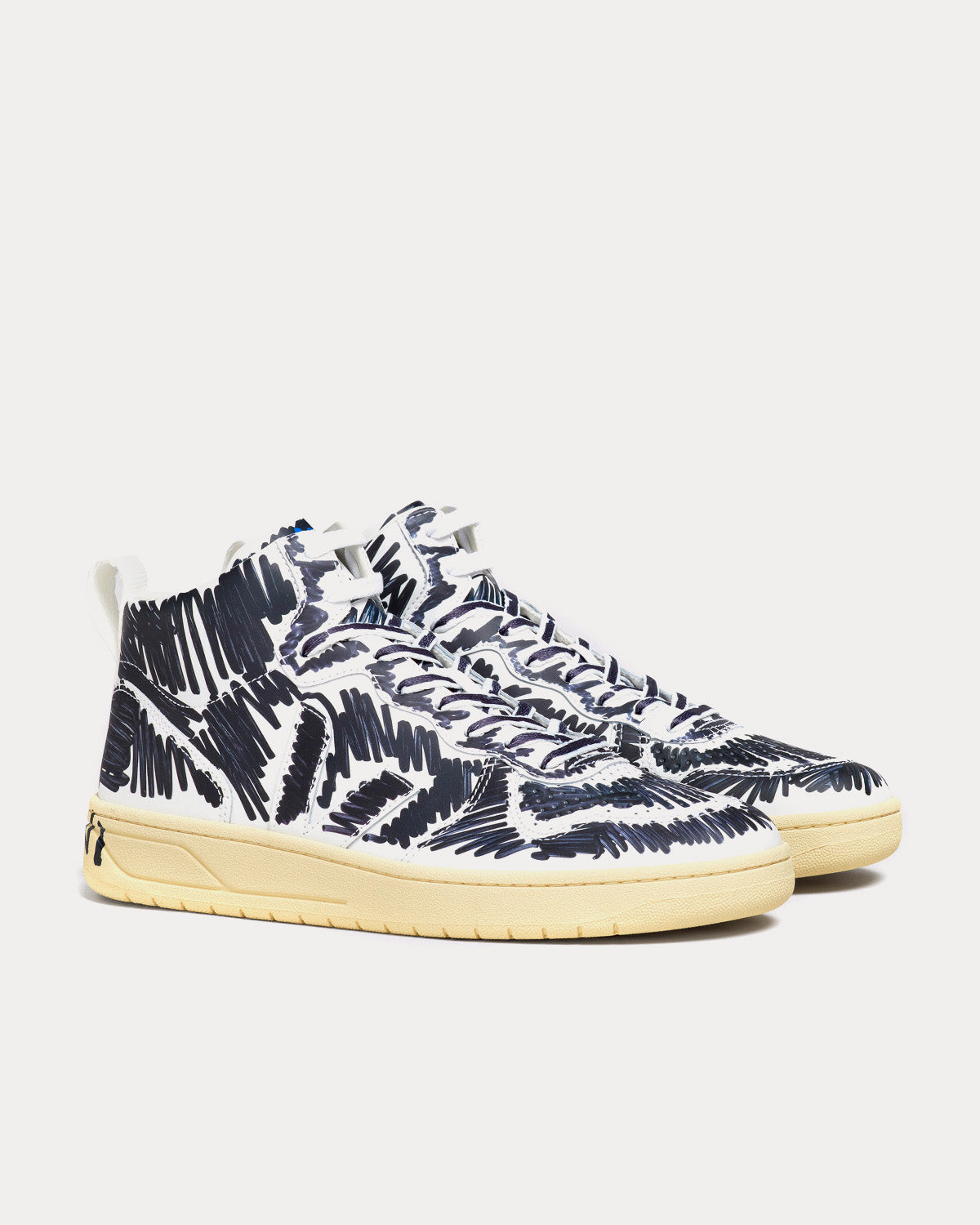 Veja x Marni V-15 Black / White High Top Sneakers - 2