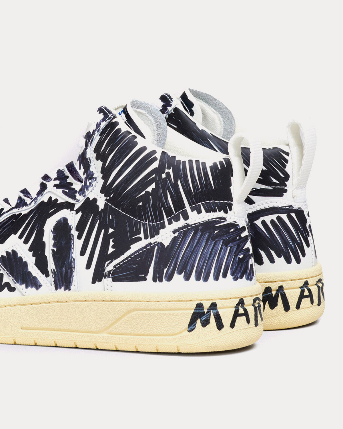 Veja x Marni V-15 Black / White High Top Sneakers - 3