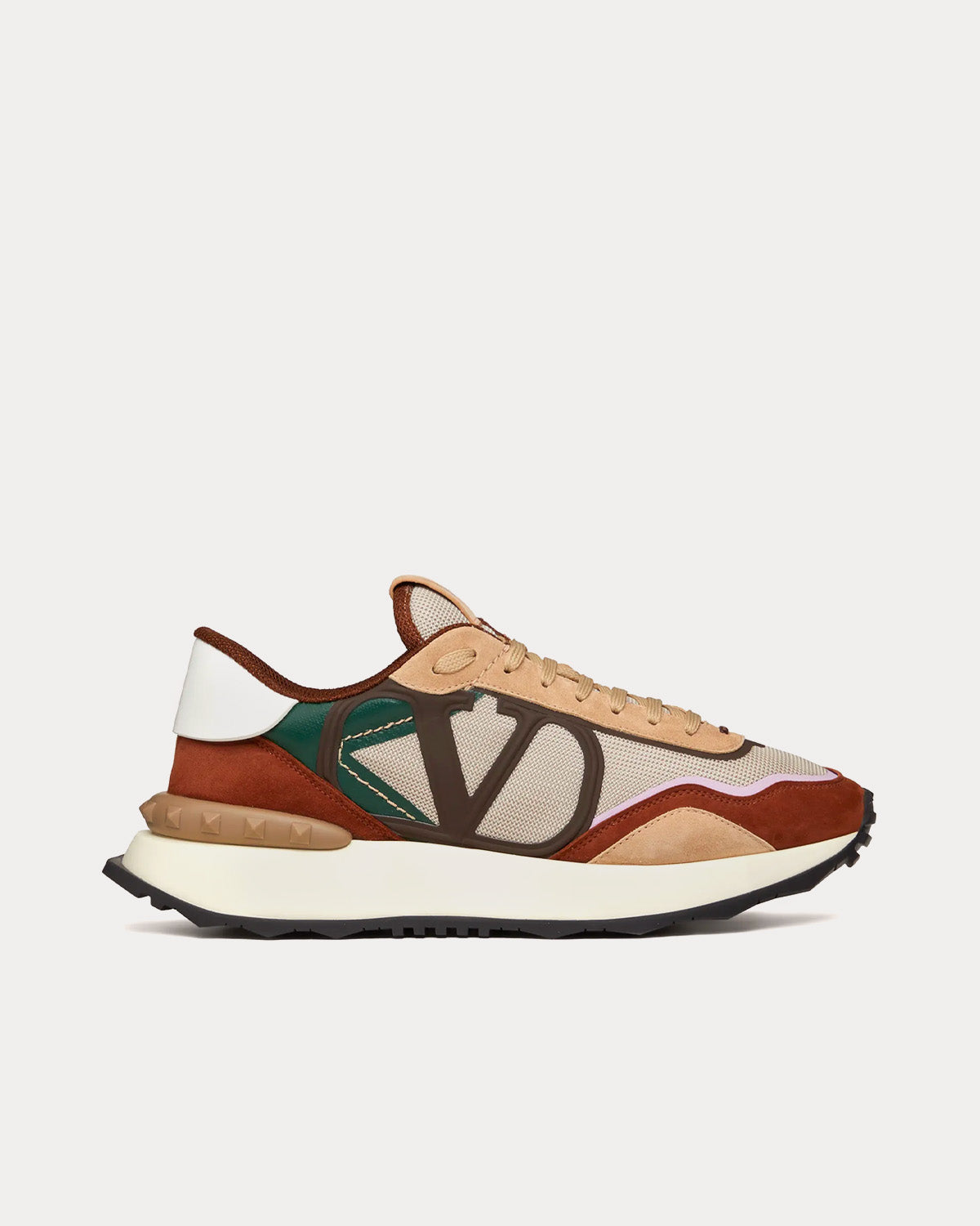 Valentino Netrunner Fabric & Suede Chocolate Brown / Caramel Low Top Sneakers - 1