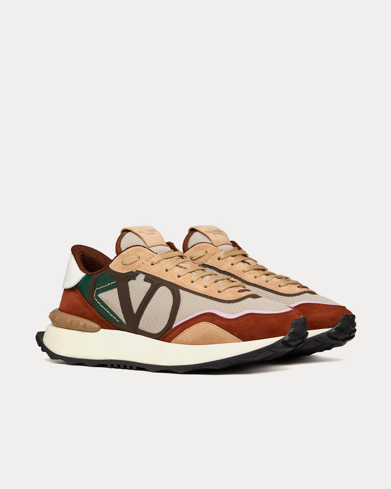 Valentino Netrunner Fabric & Suede Chocolate Brown / Caramel Low Top Sneakers - 3