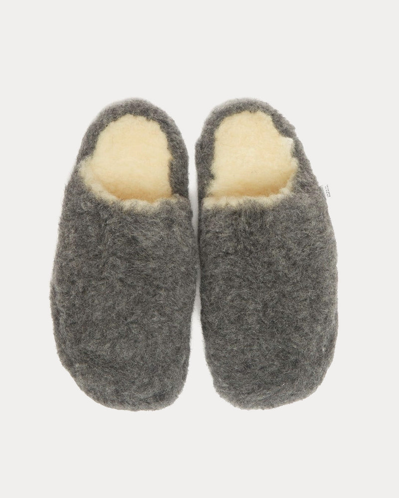 Yoko Wool Siberian Wool Basic Grey Slip Ons - 2