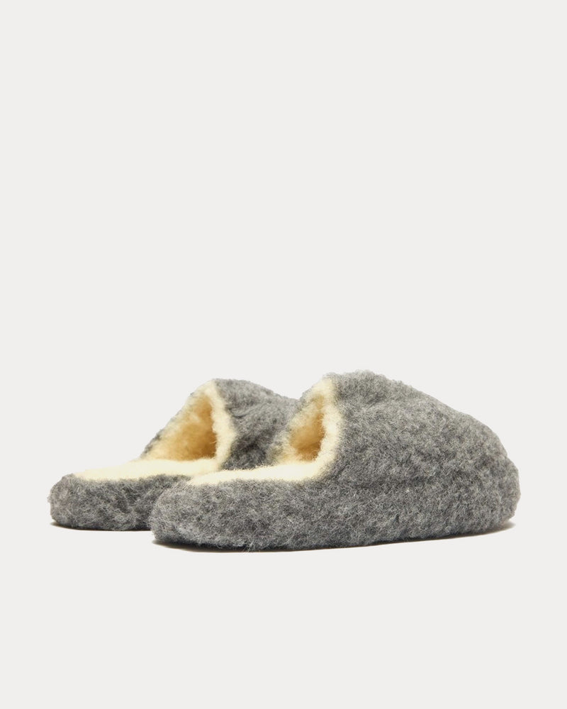 Yoko Wool Siberian Wool Basic Grey Slip Ons - 3