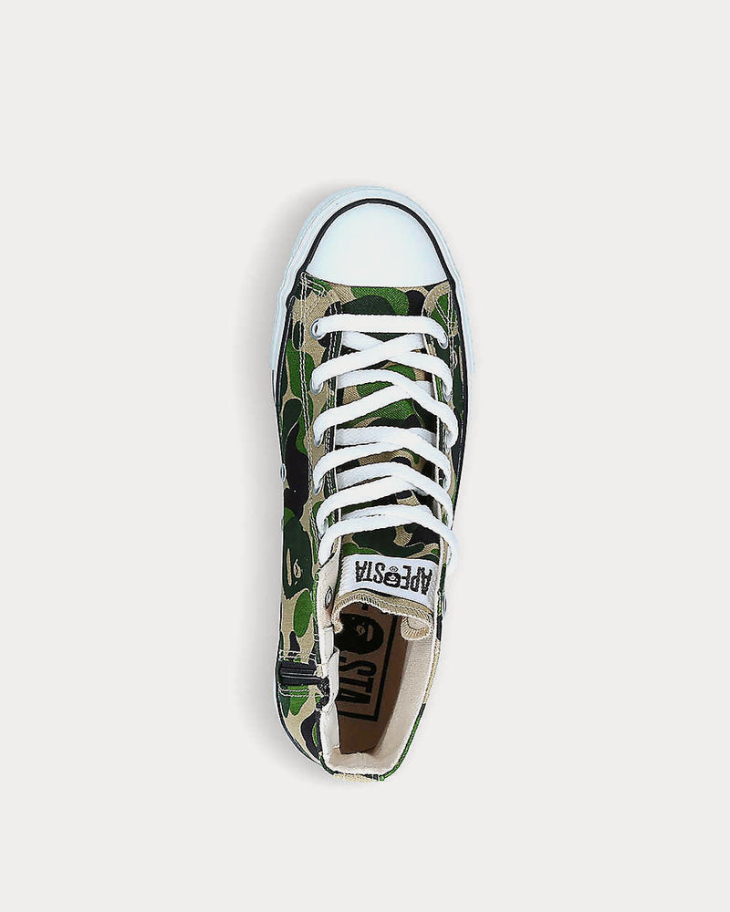 A Bathing APE BAPE STA Camouflage-Print Green High Top Sneakers - 3