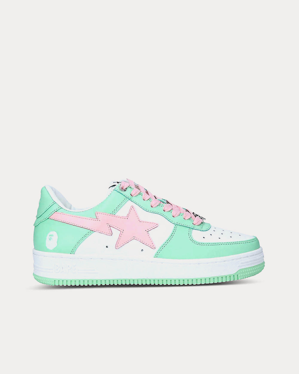 A Bathing APE BAPE STA Colour-Blocked Pale Green Low Top Sneakers - 1