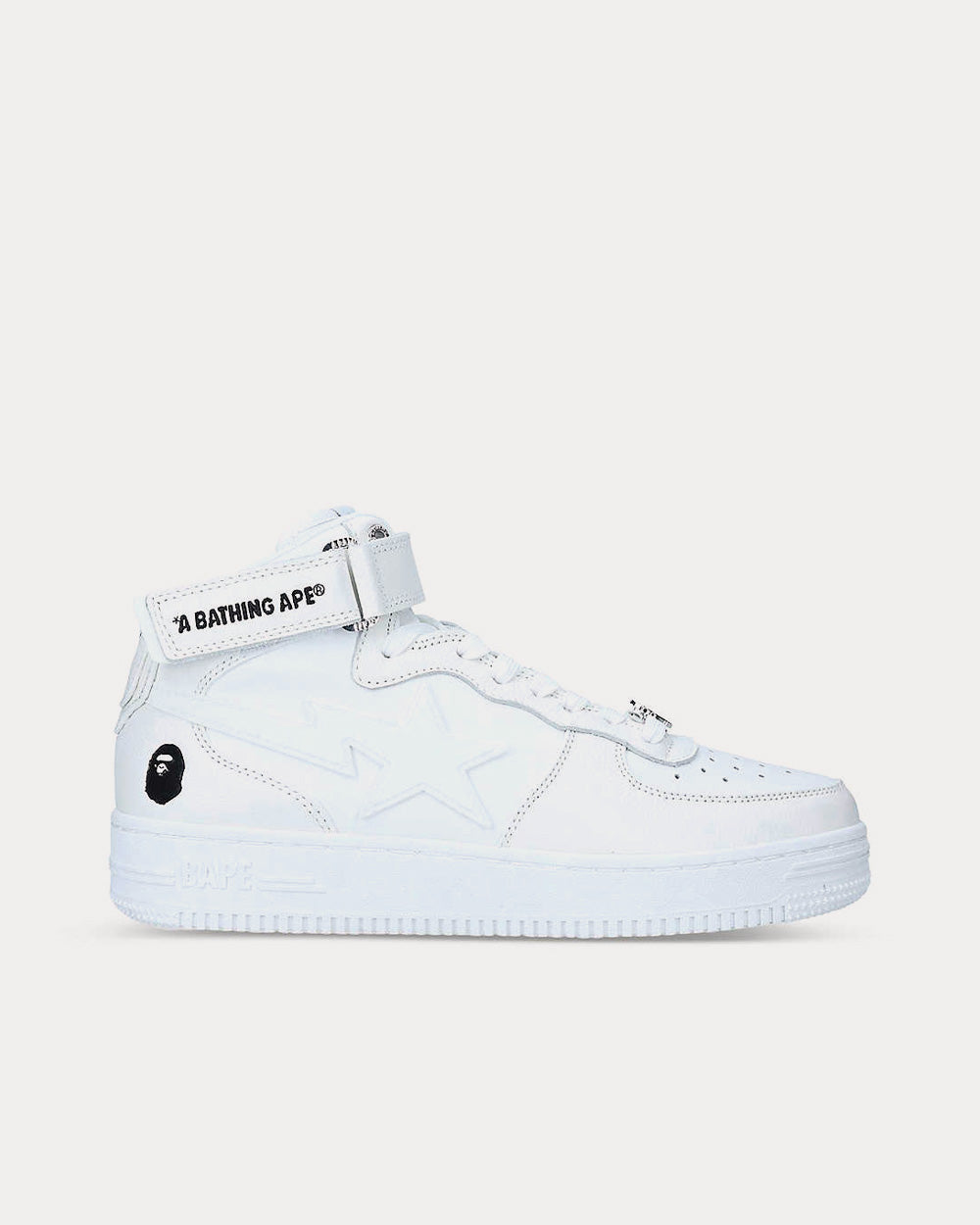 A Bathing APE BAPE STA Star-Embossed White High Top Sneakers - 1