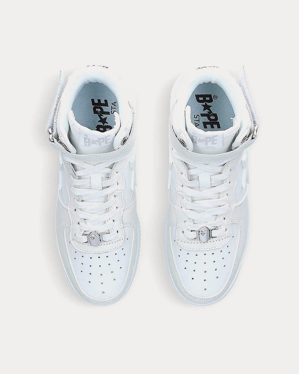 A Bathing APE BAPE STA Star-Embossed White High Top Sneakers - 2