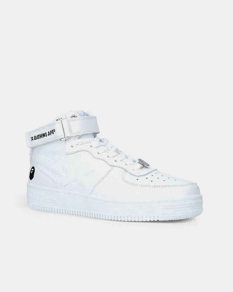 A Bathing APE BAPE STA Star-Embossed White High Top Sneakers - 3