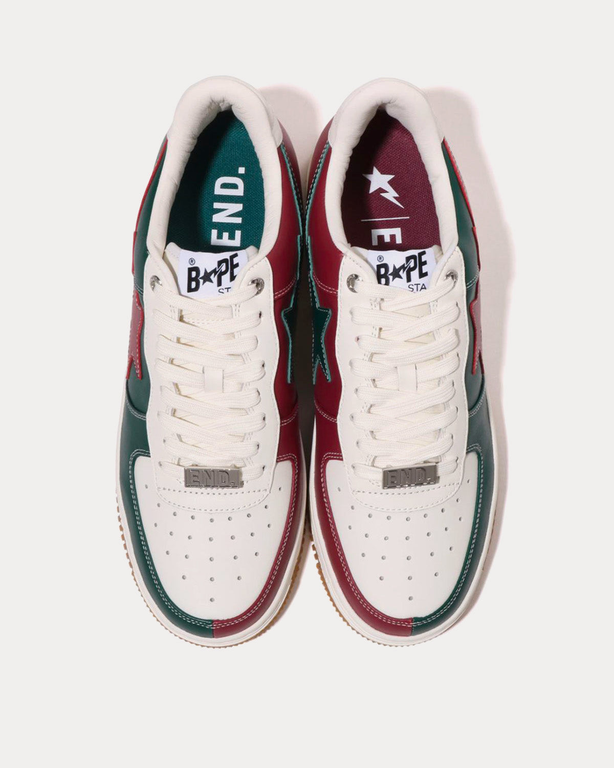 A Bathing APE x END. 'Bowling' Bape Sta White / Green / Red Low Top Sneakers - 2