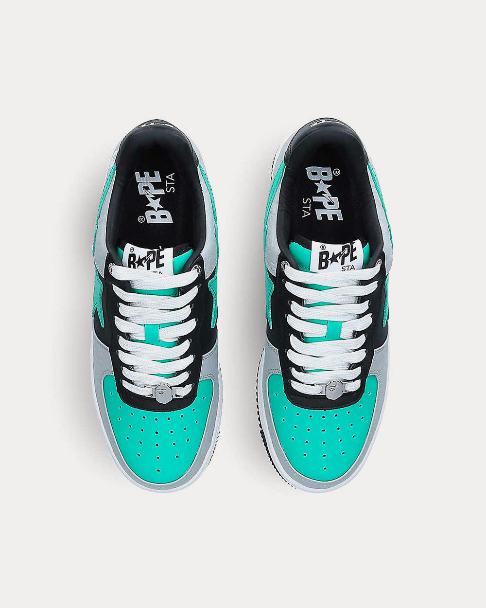 A Bathing APE BAPE STA Star-Patch Green / Grey / Black Low Top Sneakers - 2