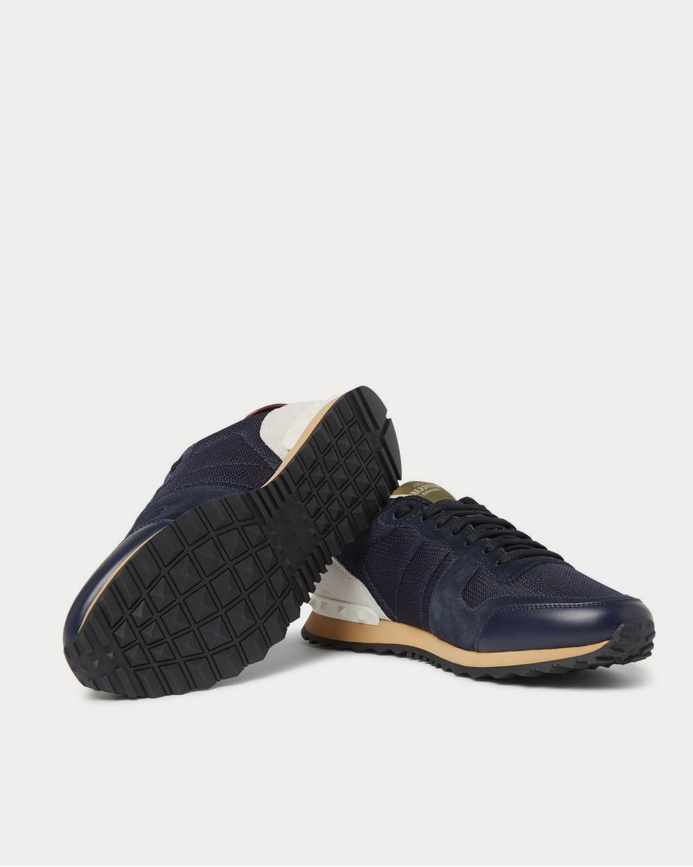 Valentino Rockrunner Mesh, Leather and Suede  Navy low top sneakers - 3