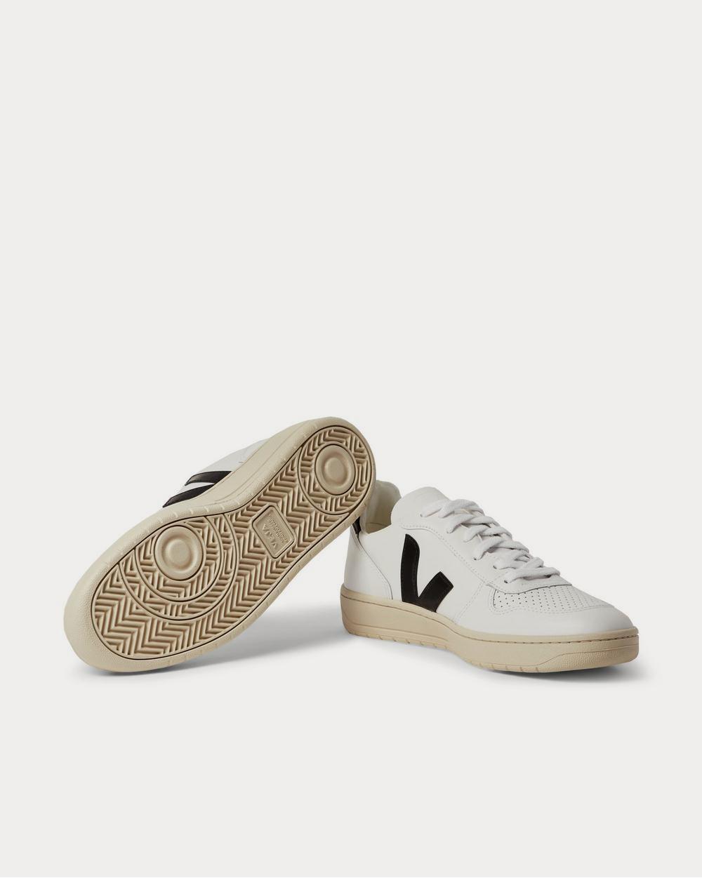 Veja V-10 Rubber-trimmed Leather  White low top sneakers - 3