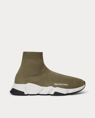 Balenciaga Speed Sock Stretch-Knit Slip-On  Green high top sneakers