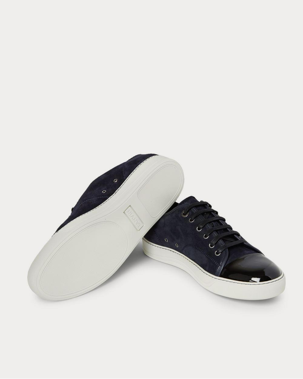 Lanvin Cap-Toe Suede and Patent-Leather  Midnight blue low top sneakers - 3