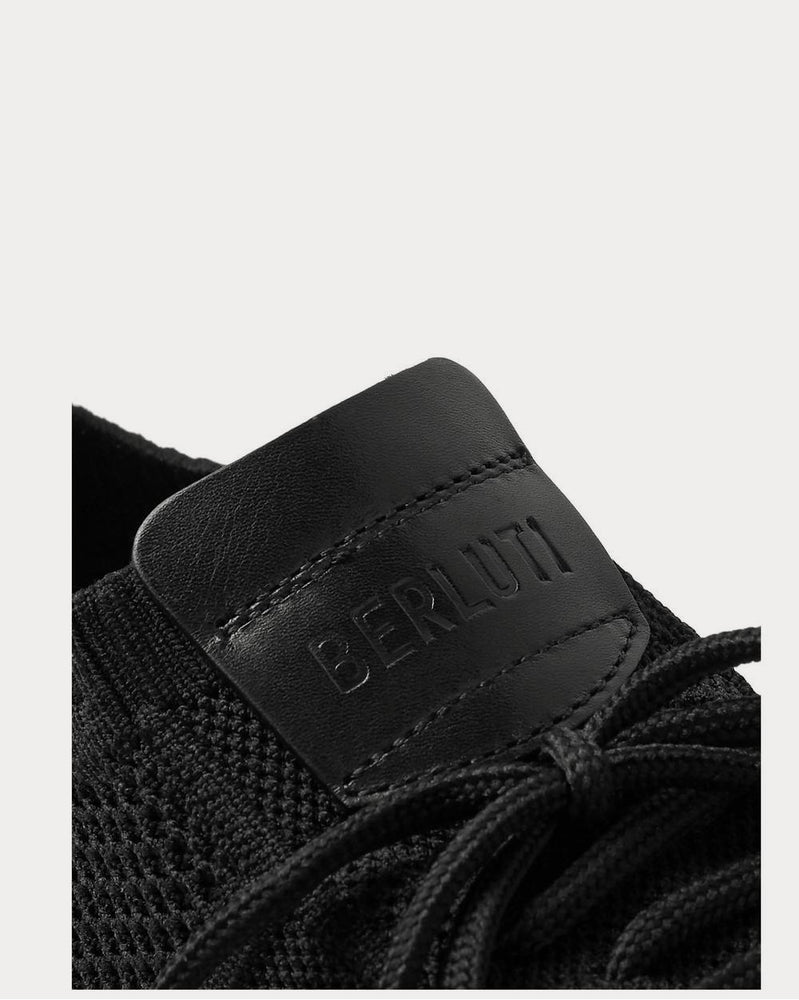 Berluti Shadow Leather-Trimmed Stretch-Knit  Black low top sneakers - 5