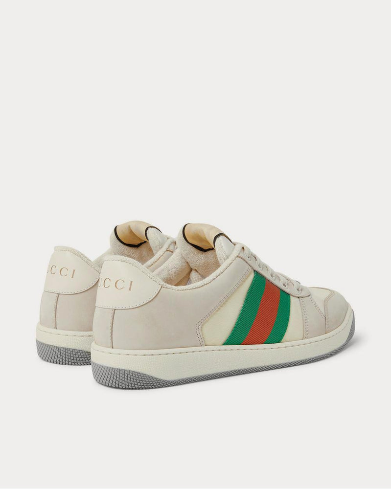 Gucci Screener Webbing-Trimmed Nubuck, Mesh and Leather  Beige low top sneakers - 3