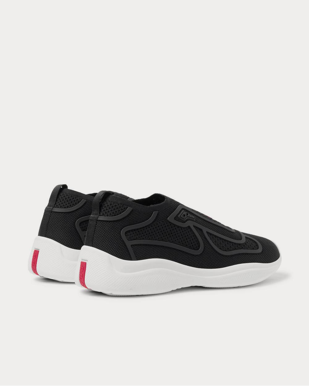 Prada America's Cup Rubber-Trimmed Mesh Slip-On  Black low top sneakers - 4