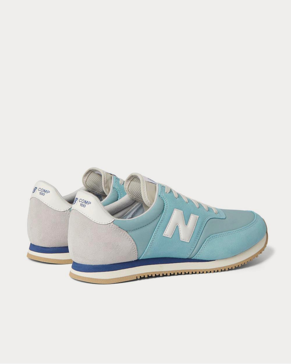 New Balance Comp 100 Leather and Suede-Trimmed Shell  Light blue low top sneakers - 3