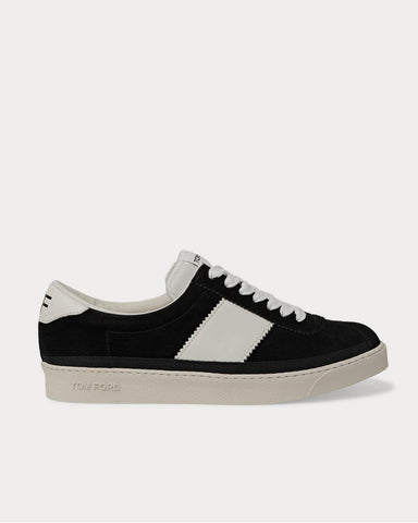 Tom Ford Bannister Leather-Trimmed Suede  Black low top sneakers