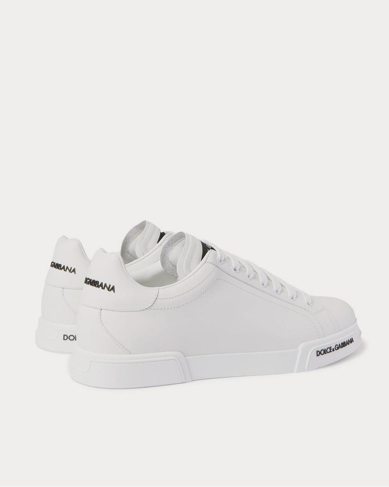 Dolce & Gabbana Logo-Appliquéd Rubber-Trimmed Leather  White low top sneakers - 3