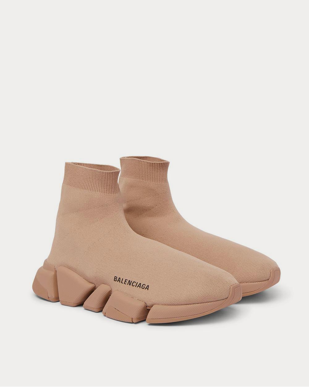 Balenciaga Speed 2.0 Logo-Print Stretch-Knit Slip-On  Beige high top sneakers - 2