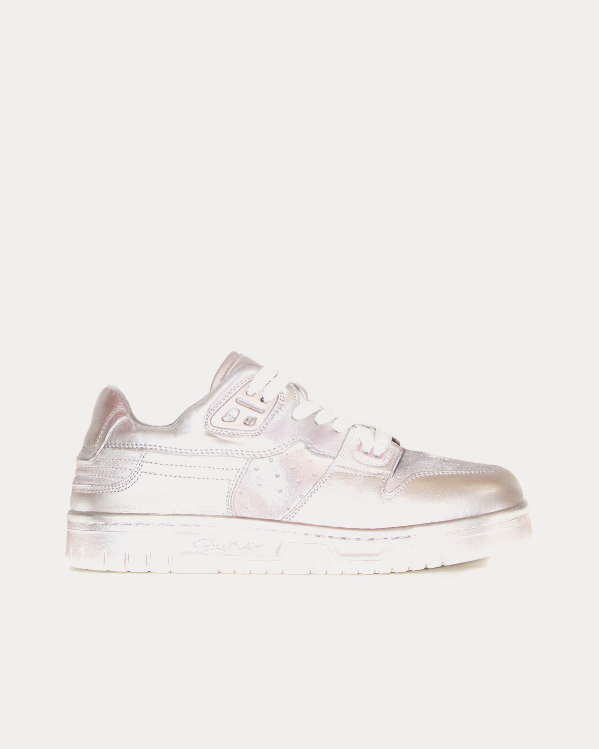 Acne Studios Basket Leather Off-White / Silver Low Top Sneakers - 1