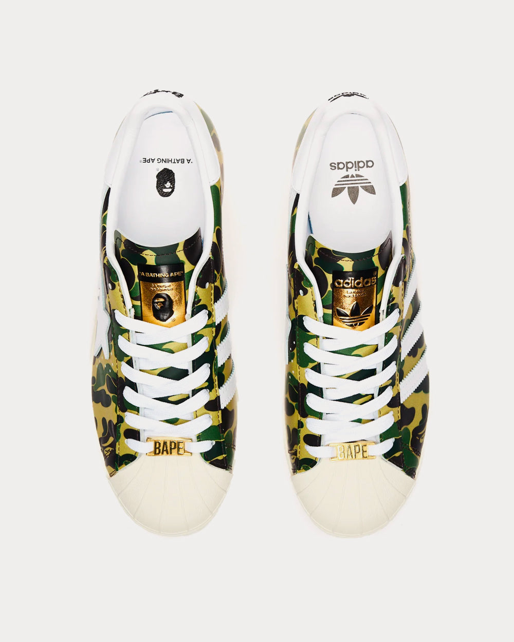 Adidas x BAPE Superstar 80s Off White Ftwwht Goldmt Low Top Sneakers Sneak in Peace