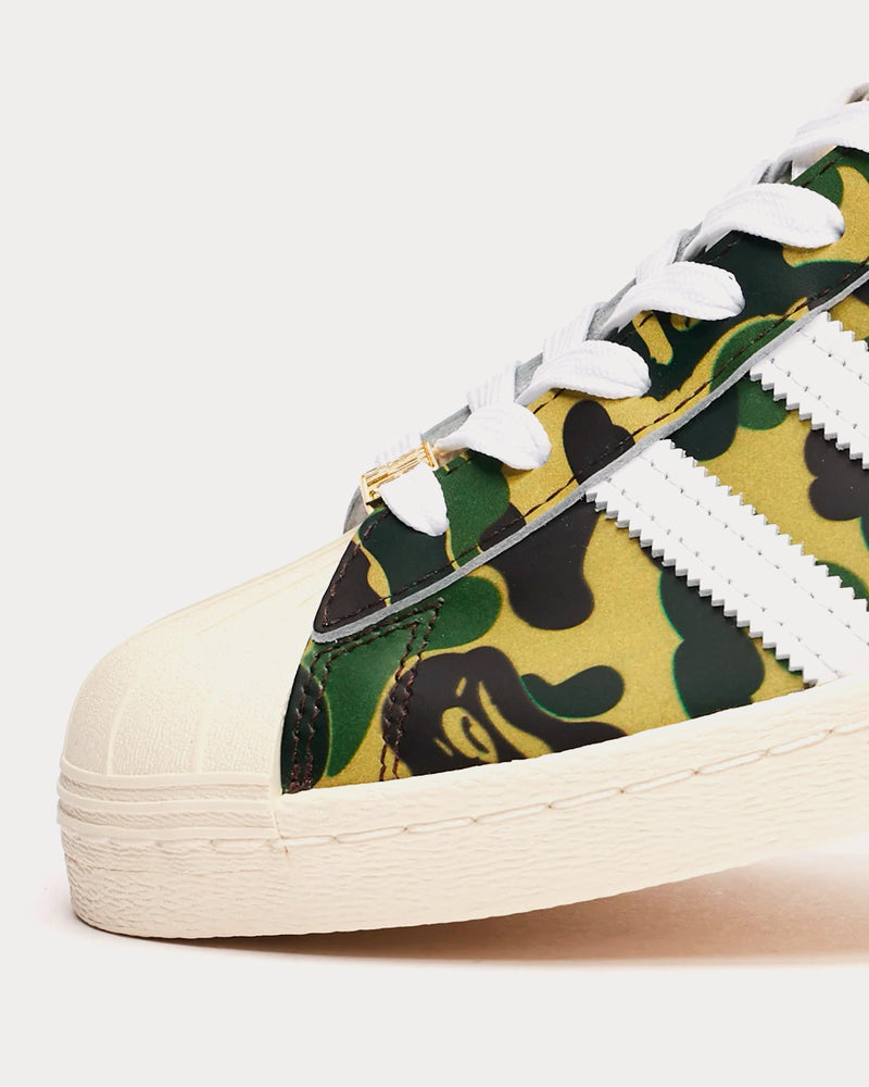 Adidas x BAPE Superstar 80s Off White / Ftwwht / Goldmt Low Top Sneakers - 5