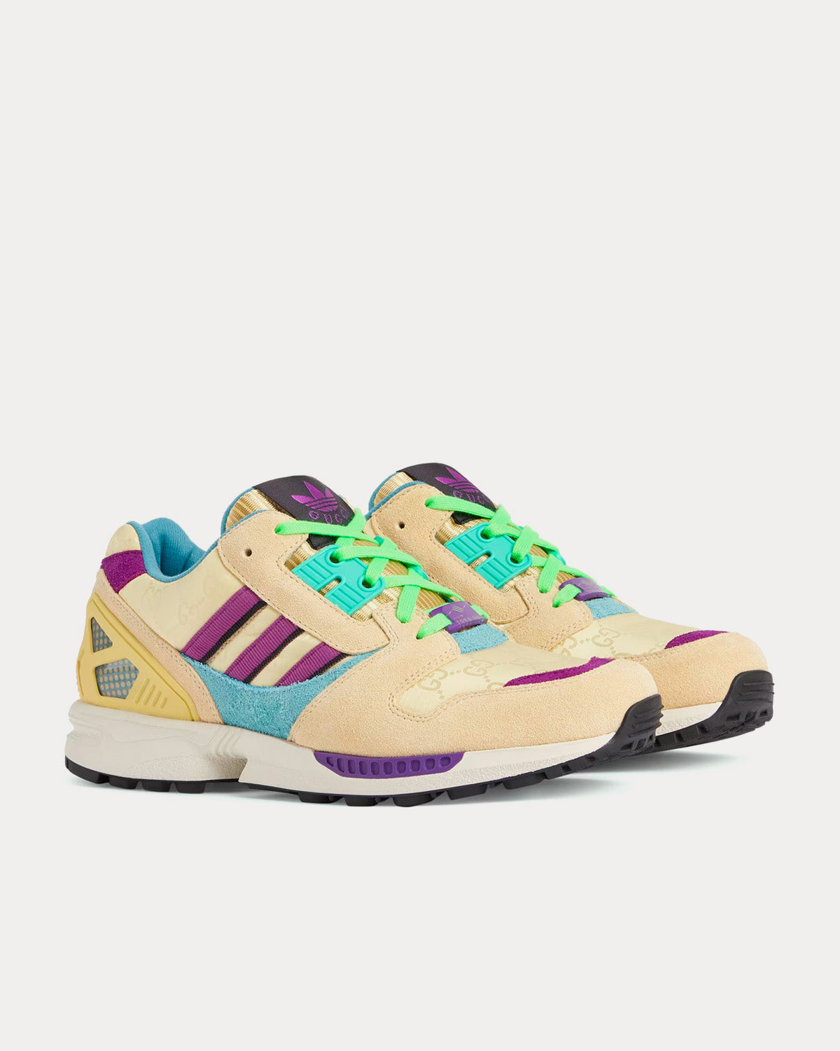 Adidas x Gucci ZX8000 GG Canvas Beige / Purple Low Top Sneakers 