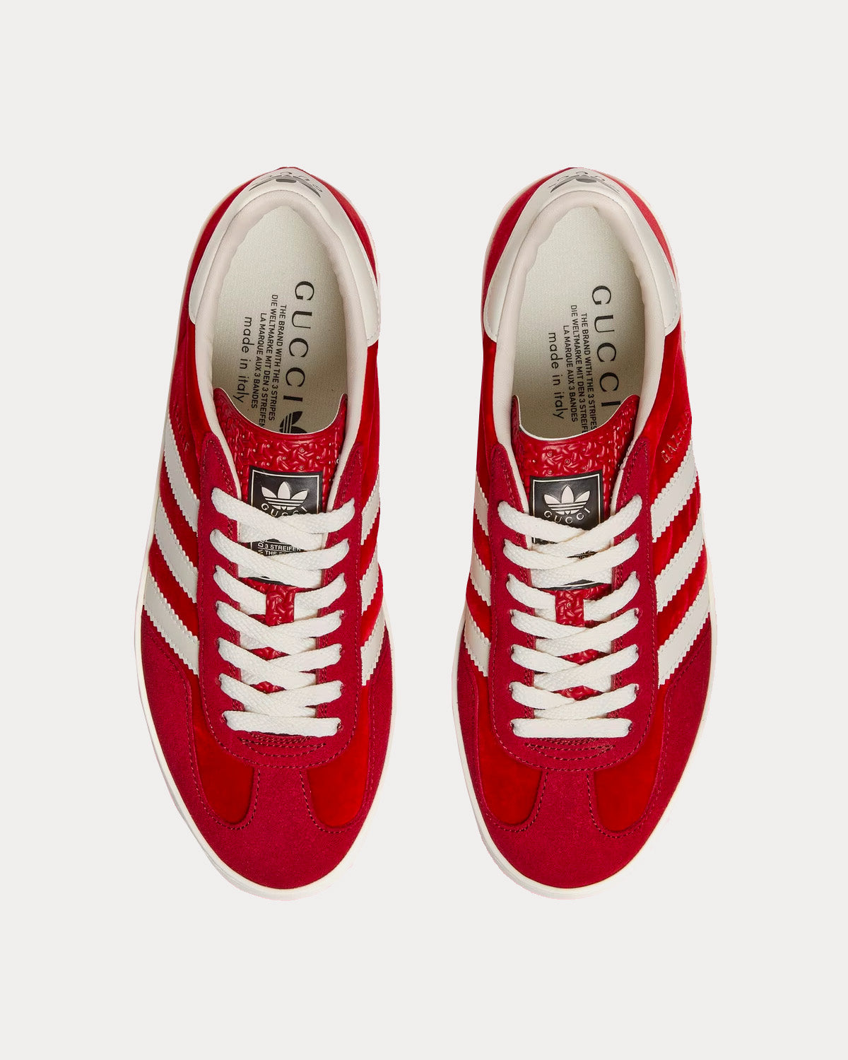 Adidas x Gucci Gazelle Platform Red Velvet Low Top Sneakers - 2