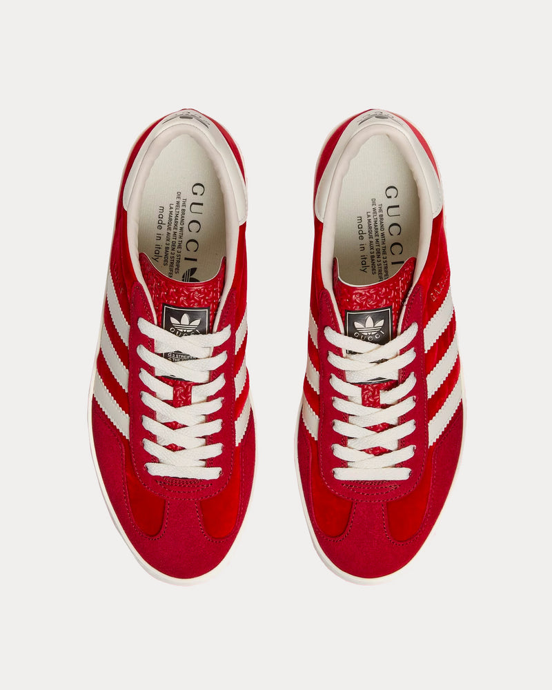 Adidas x Gucci Gazelle Platform Red Velvet Low Top Sneakers - 2