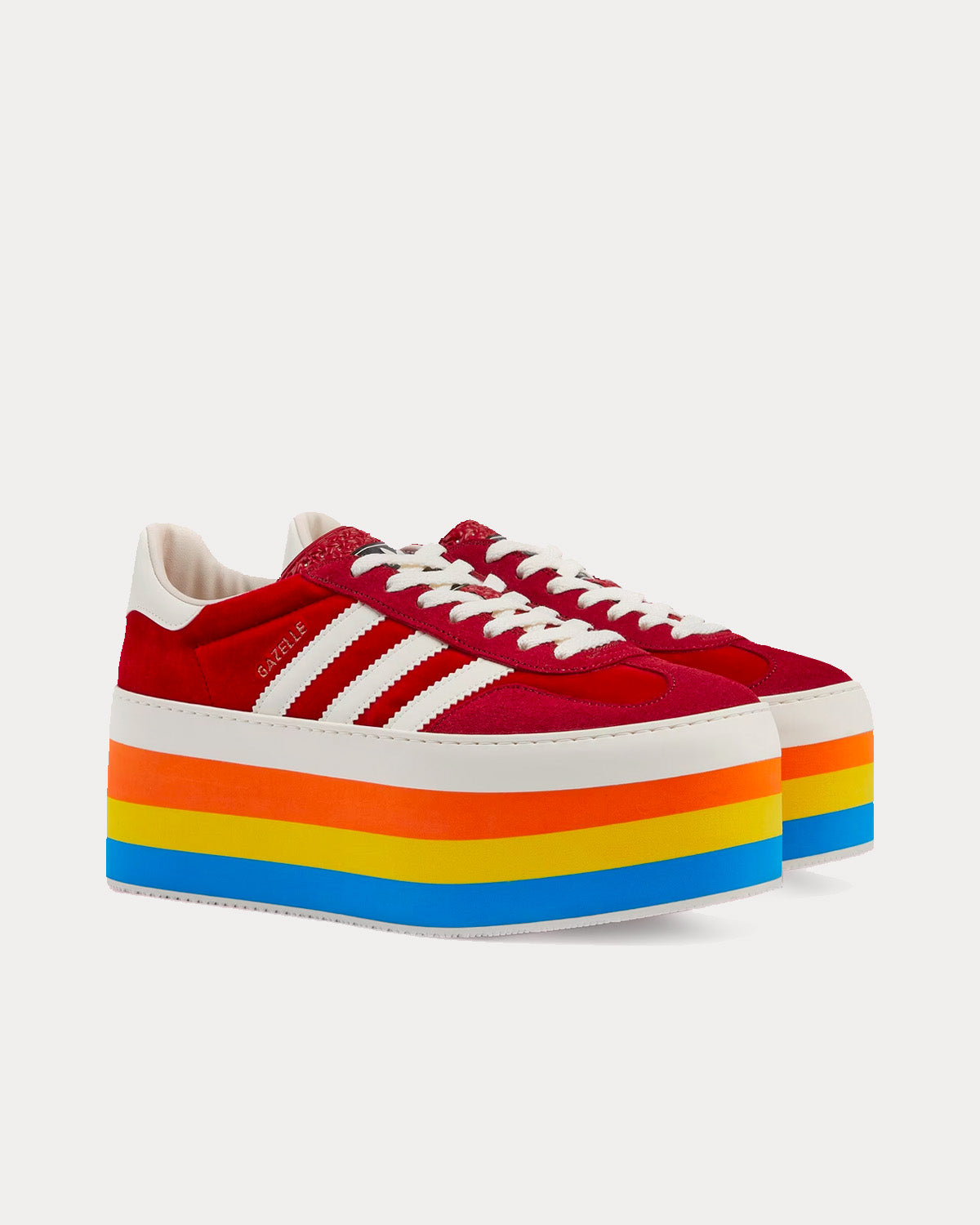 Adidas x Gucci Gazelle Platform Red Velvet Low Top Sneakers - 3