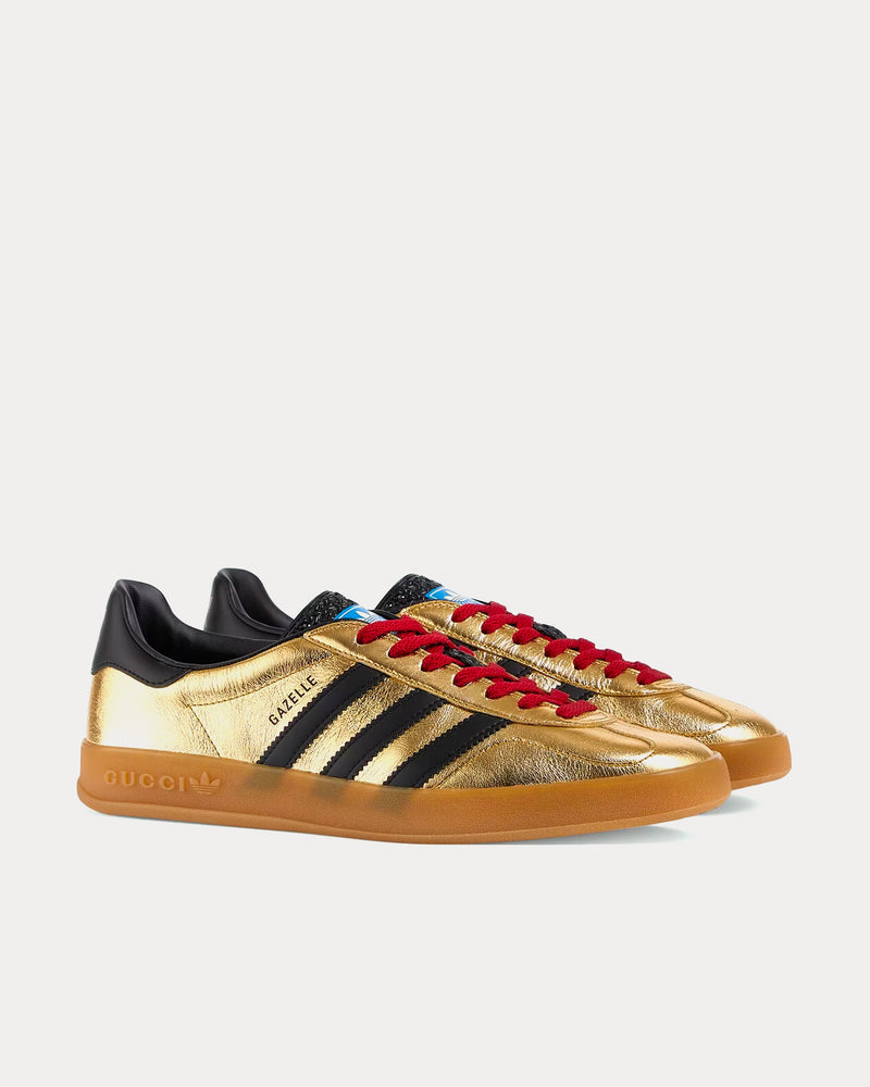 Adidas x Gucci Gazelle Leather Metallic Gold Low Top Sneakers - 3