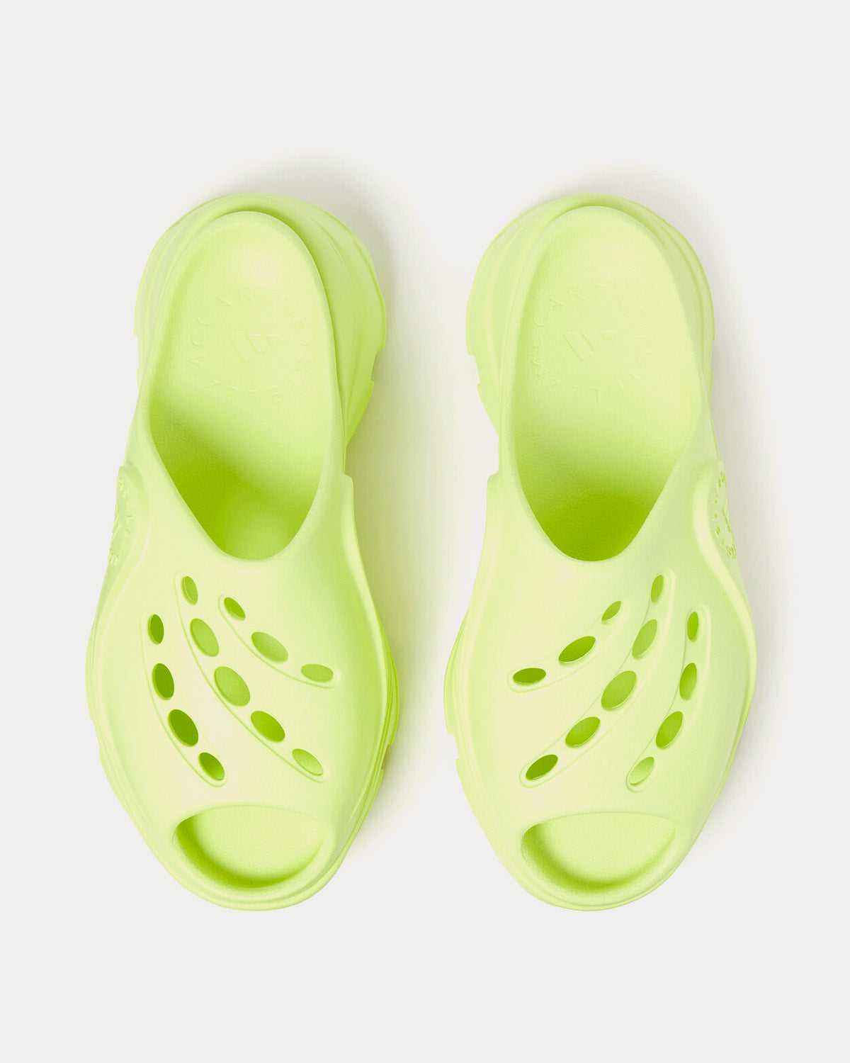 Adidas X Stella McCartney Logo Clogs Frozen Yellow Slip Ons - 2