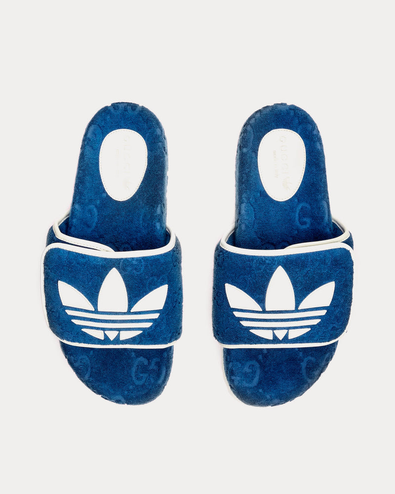 Adidas x Gucci GG Platform Blue Cotton Sponge Sandals - 2