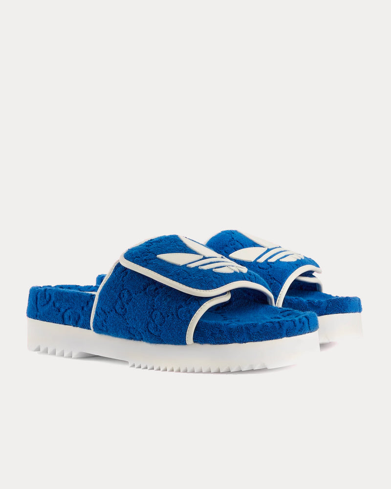 Adidas x Gucci GG Platform Blue Cotton Sponge Sandals - 3